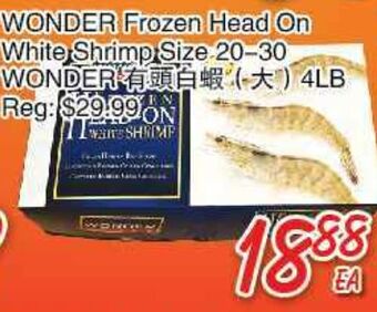 Foody Mart Wonder frozen head on white shrimp size offer