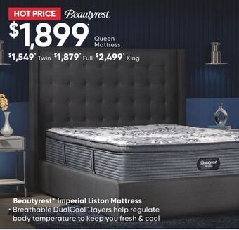 Sleep Country Beautyrest imperial liston mattress offer