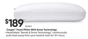 Sleep Country Casper foam pillow with snow technology offer