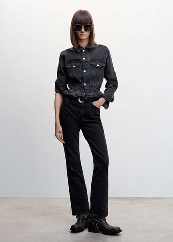 Frayed hem denim jacket