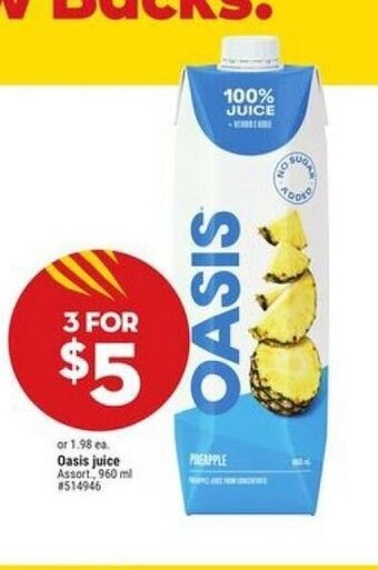 Giant Tiger Oasis juice offer