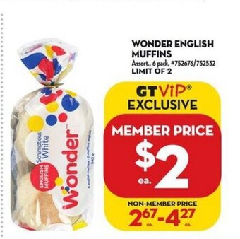 Giant Tiger WONDER ENGLISH MUFFINS offer