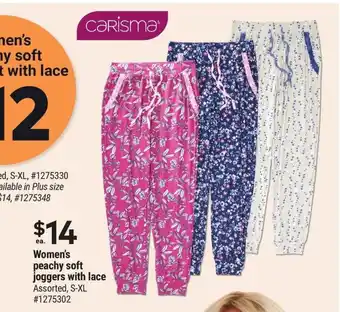 Giant Tiger Women's peachy soft joggers with lace offer