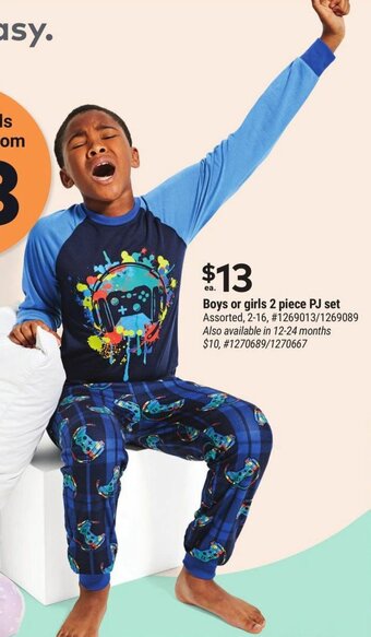 Giant Tiger Boys or girls 2 piece PJ set offer