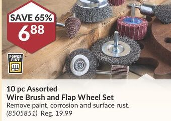 Princess Auto 10 pc assorted wire brush and flap wheel set offer