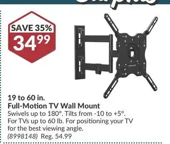 Princess Auto 19 to 60 in. full-motion tv wall offer