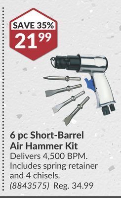 Princess Auto 6 pc short-barrel air hammer kit offer