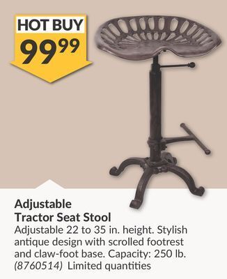Princess Auto Adjustable tractor seat stool offer