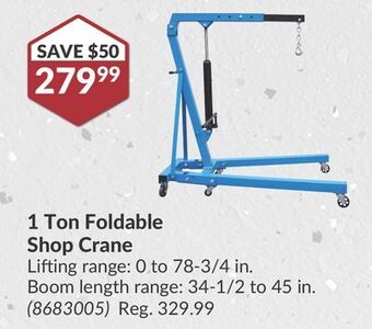 Princess Auto 1 ton foldable shop crane offer