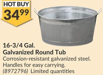 Princess Auto 16-3/4 gal. galvanized round tub offer