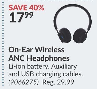 Princess Auto On-ear wireless anc headphones offer