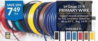 Princess Auto 14 gauge 25 ft primary wire offer