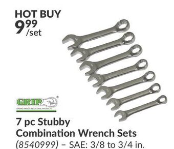Princess Auto Grand rapids industrial products 7 pc stubby combination wrench sets offer