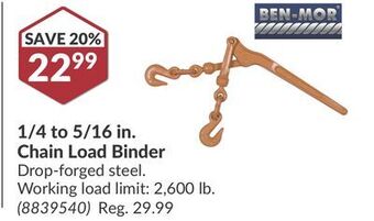Princess Auto 1/4 to 5/16 in. chain load binder offer