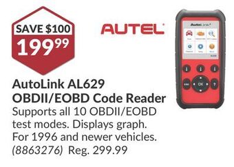 Princess Auto Autolink al629 obdii/eobd code reader offer