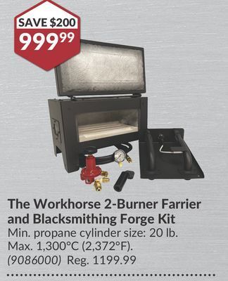 Princess Auto The workhorse 2-burner farrier and blacksmithing forge kit offer