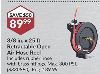 Princess Auto 3/8 in. x 25 ft retractable open air hose reel offer