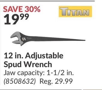 Princess Auto 12 in. adjustable spud wrench offer