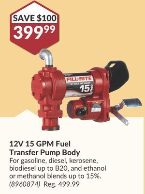 Princess Auto 12v 15 gpm fuel transfer pump body offer