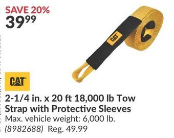 Princess Auto 2-1/4 in. x 20 ft 18, 000 lb tow strap with protective sleeves offer