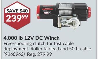Princess Auto 4, 000 lb 12v dc winch offer
