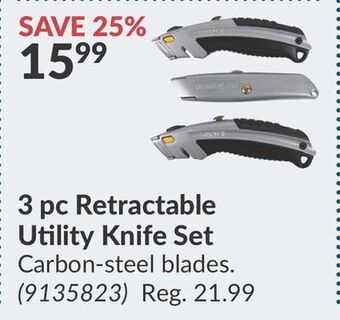 Princess Auto 3 pc retractable utility knife set offer
