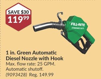 Princess Auto 1 in. green automatic diesel nozzle with hook offer