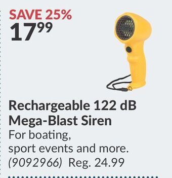 Princess Auto Rechargeable 122 db mega-blast siren offer