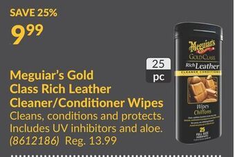 Princess Auto Meguiar's gold class rich leather cleaner/conditioner wipes offer
