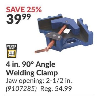 Princess Auto 4 in. 90° angle welding clamp offer