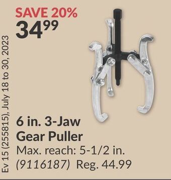 Princess Auto 6 in. 3-jaw gear puller offer