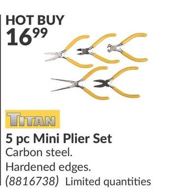 Princess Auto Titan 5 pc mini plier set offer
