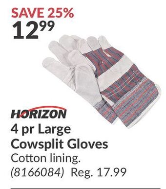 Princess Auto 4 pr large cowsplit gloves offer