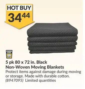 Princess Auto Power fist 5 pk 80 x 72 in. black non-woven moving blankets offer