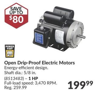 Princess Auto Open drip-proof electric motors offer
