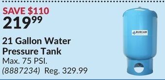 Princess Auto 21 gallon water pressure tank offer