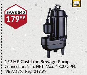 Princess Auto 1/2 hp cast-iron sewage pump offer