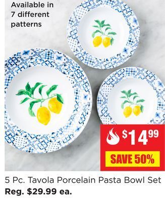 Kitchen Stuff Plus 5 pc. tavola porcelain pasta bowl set offer