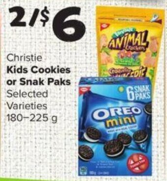 Thrifty Foods Christie Kids Cookies or Snak Paks Selected Varieties 180 - 225 g offer