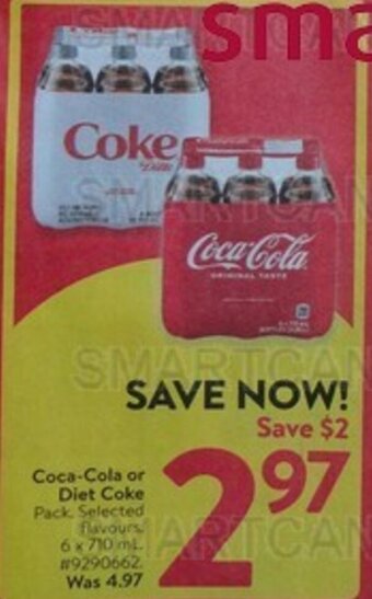 Walmart Coca-Cola or Diet Coke 6 x 710 mL offer