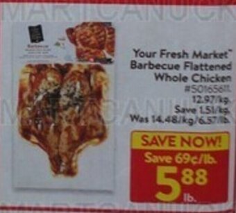 Walmart Your Fresh Market Barbecue Flattened Whole Chicken offer