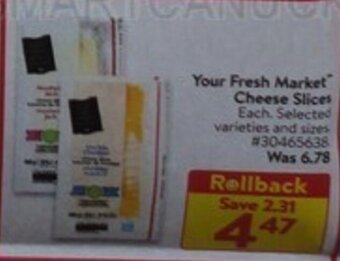 Walmart Your Fresh Market Cheese Slices offer
