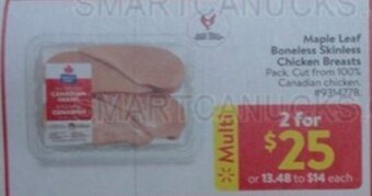 Walmart Maple Leaf Boneless Skinless Chicken Breasts offer