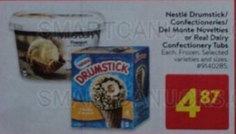 Walmart Nestle Drumstick/ Confectioneries/ Del Monte Novelties or Real Dairy Confectionery Tubs offer