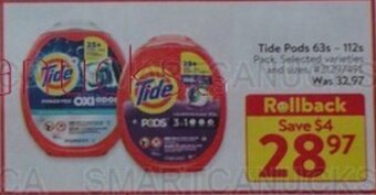 Walmart Tide Pods 63s - 112s offer
