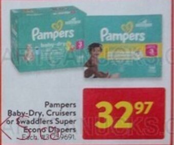 Walmart Pampers Baby-Dry, Cruisers or Swaddlers Super Econo Diapers offer