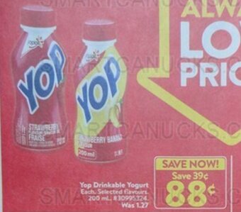 Walmart Yop Drinkable Yogurt, 200 mL offer