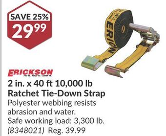 Princess Auto 2 in. x 40 ft10,000 lb ratchet tie-down strap offer