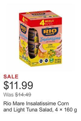 Costco Rio mare insalatissime corn and light tuna salad, 4 × 160 g offer