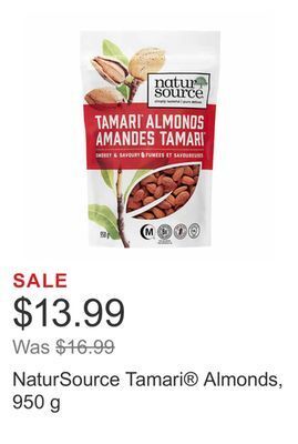 Costco Natursource tamari® almonds, 950 g offer